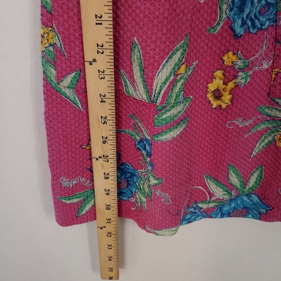 Vintage 90s Lilly Pulitzer Sheath Dress Women 4 Pink Floral Waffle Knit - Picture 7 of 13